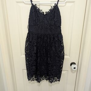 Ricki's Navy Floral Lace Spaghetti-Strap Mini Dress